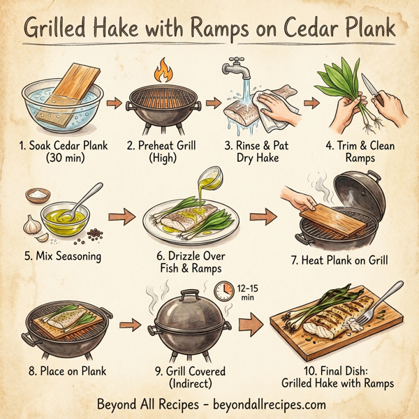 Grilled Hake with Ramps on Cedar Plank instructions
