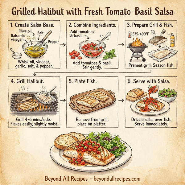 Grilled Halibut with Fresh Tomato-Basil Salsa instructions