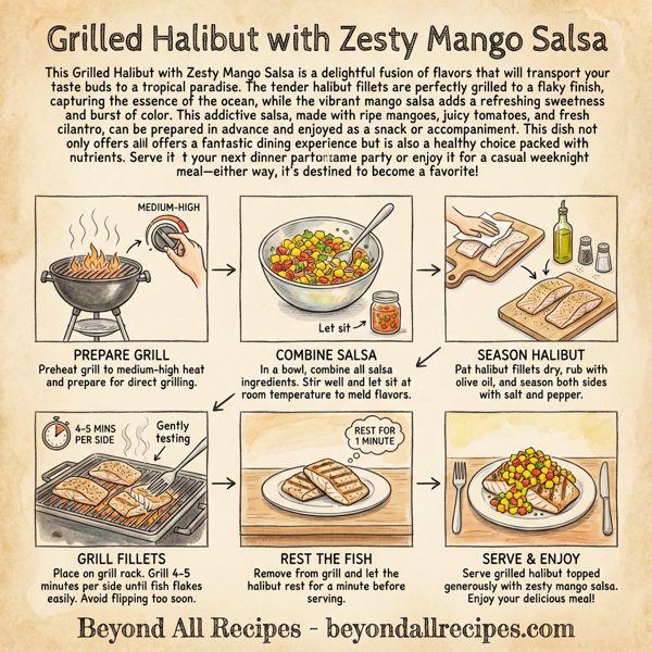 Grilled Halibut with Zesty Mango Salsa instructions