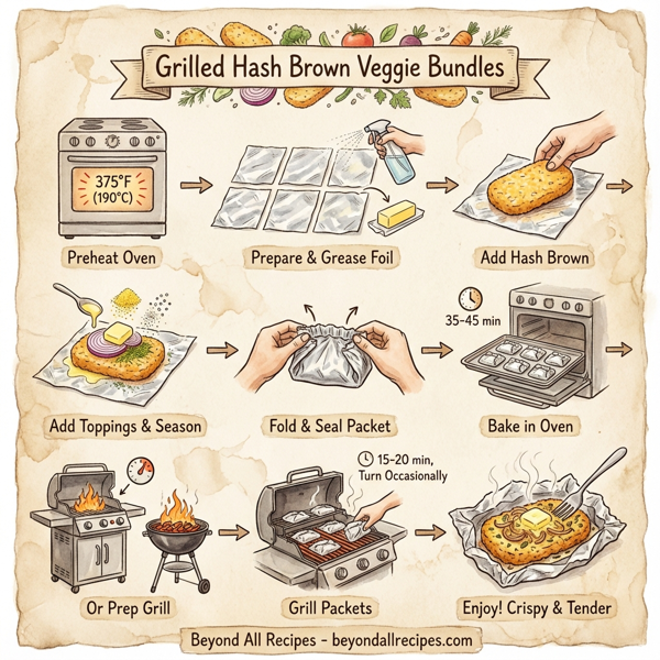 Grilled Hash Brown Veggie Bundles instructions