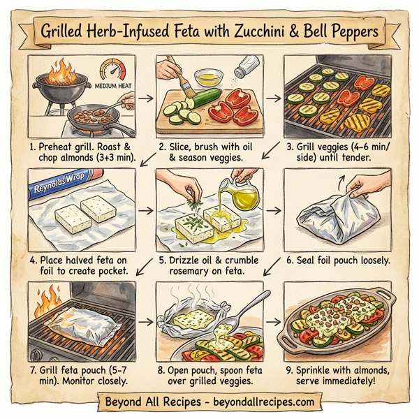 Grilled Herb-Infused Feta with Zucchini & Bell Peppers instructions