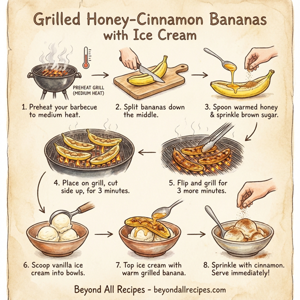 Grilled Honey-Cinnamon Bananas with Ice Cream instructions