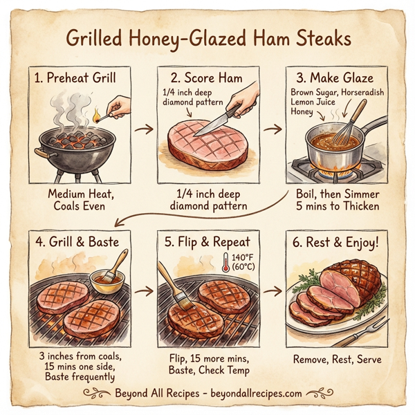 Grilled Honey-Glazed Ham Steaks instructions