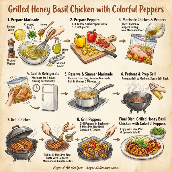 Grilled Honey Basil Chicken with Colorful Peppers instructions