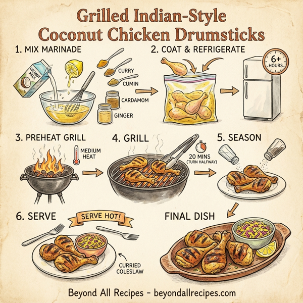Grilled Indian-Style Coconut Chicken Drumsticks instructions