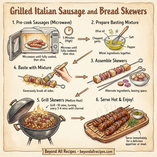 Grilled Italian Sausage and Bread Skewers instructions