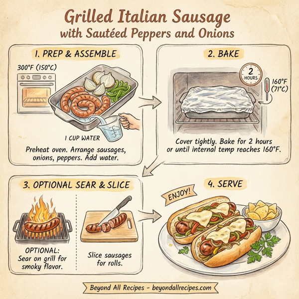 Grilled Italian Sausage with Sautéed Peppers and Onions instructions