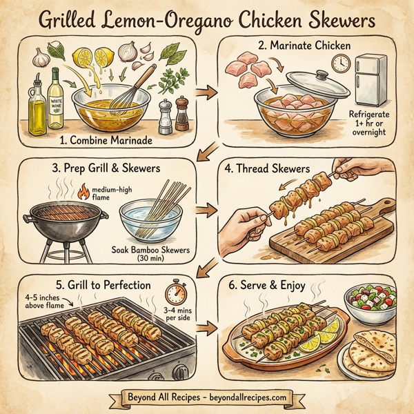 Grilled Lemon-Oregano Chicken Skewers instructions