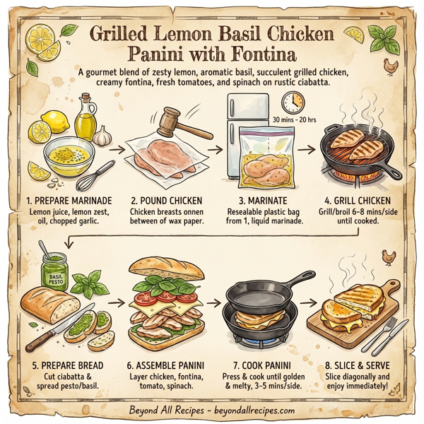 Grilled Lemon Basil Chicken Panini with Fontina instructions