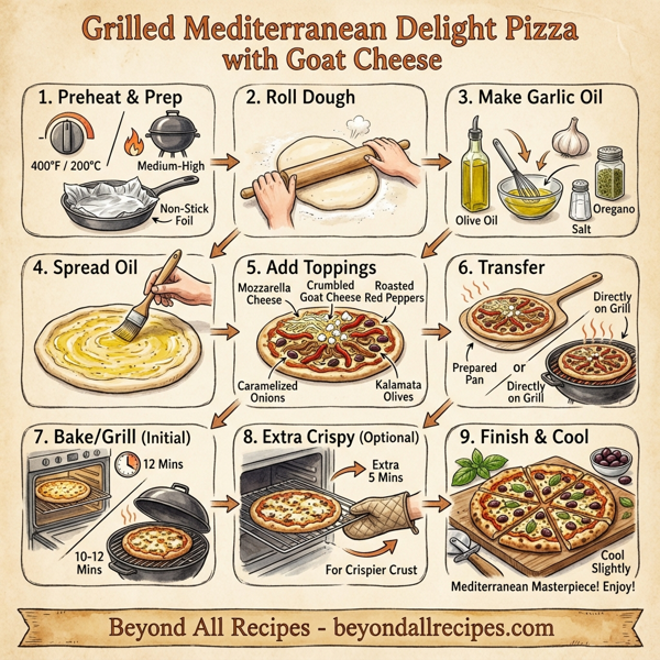 Grilled Mediterranean Delight Pizza with Goat Cheese instructions