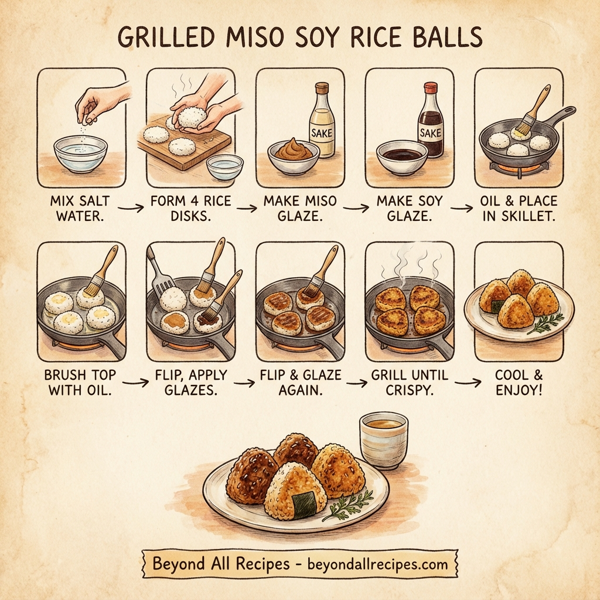 Grilled Miso Soy Rice Balls instructions