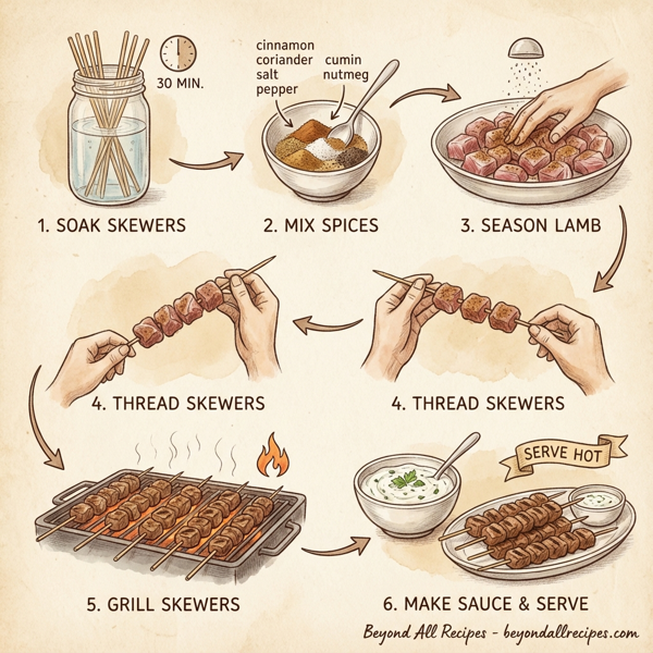 Grilled Moroccan Spiced Lamb Skewers with Herb Yogurt Sauce instructions