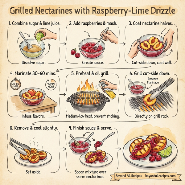 Grilled Nectarines with Raspberry-Lime Drizzle instructions