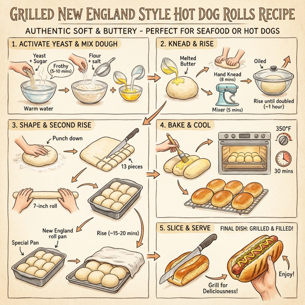 Grilled New England Style Hot Dog Rolls instructions