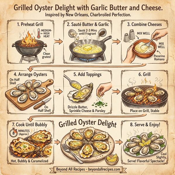 Grilled Oyster Delight with Garlic Butter and Cheese instructions