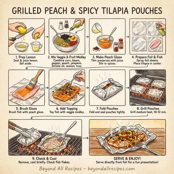 Grilled Peach & Spicy Tilapia Pouches instructions