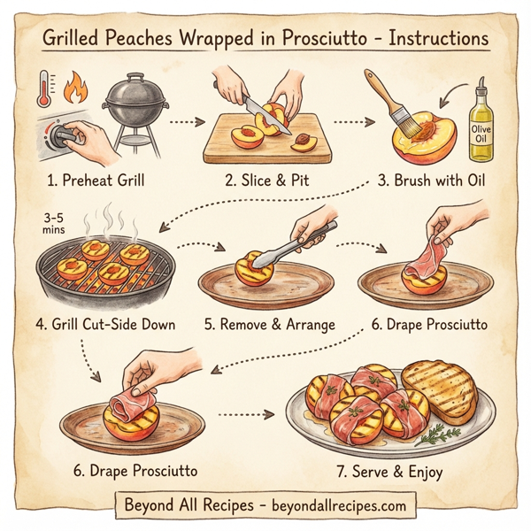 Grilled Peaches Wrapped in Prosciutto instructions