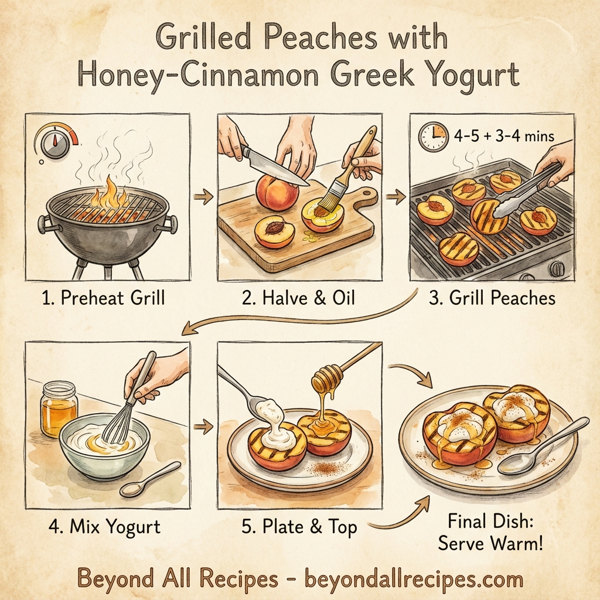 Grilled Peaches with Honey-Cinnamon Greek Yogurt instructions