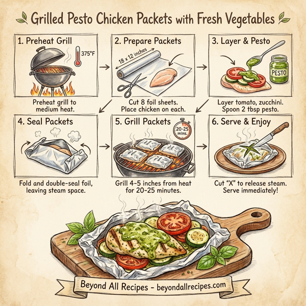 Grilled Pesto Chicken Packets with Fresh Vegetables instructions