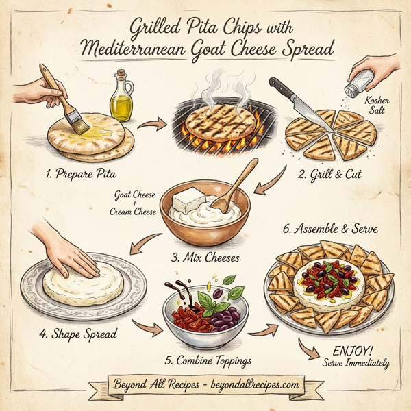 Grilled Pita Chips with Mediterranean Goat Cheese Spread instructions
