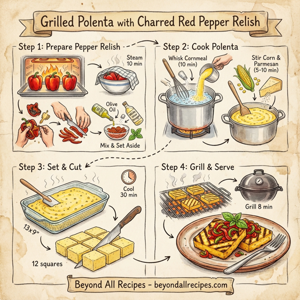 Grilled Polenta with Charred Red Pepper Relish instructions
