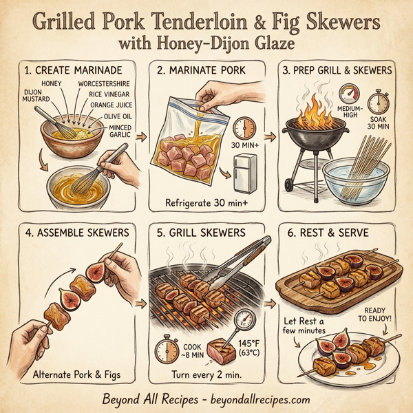 Grilled Pork Tenderloin and Fig Skewers with Honey-Dijon Glaze instructions