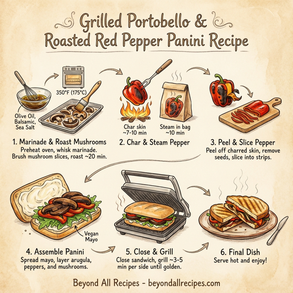 Grilled Portobello and Roasted Red Pepper Panini instructions