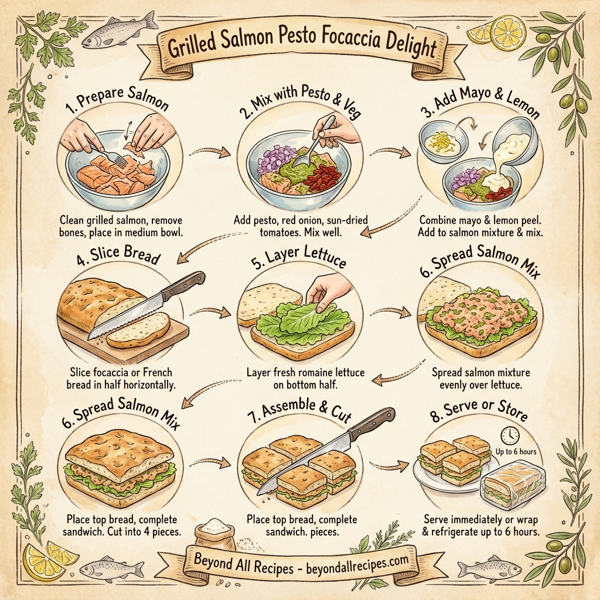 Grilled Salmon Pesto Focaccia Delight instructions