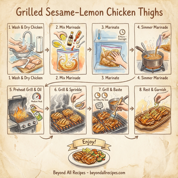 Grilled Sesame-Lemon Chicken Thighs instructions
