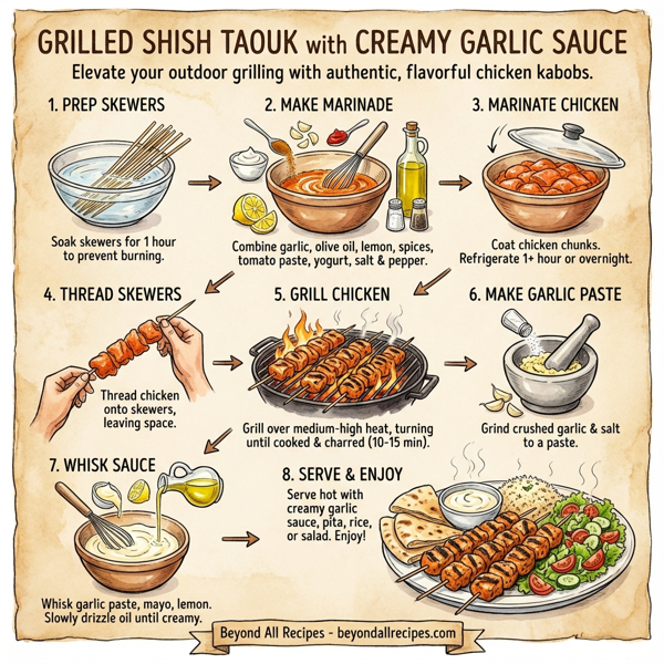 Grilled Shish Taouk with Creamy Garlic Sauce instructions