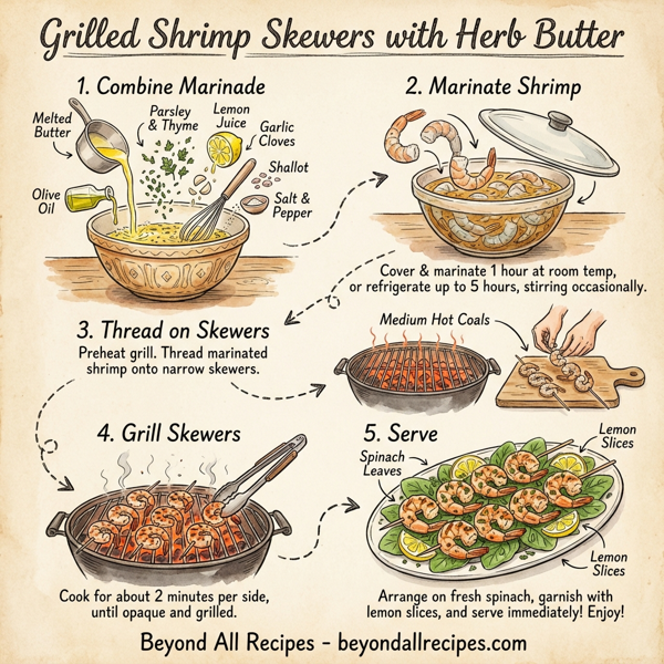 Grilled Shrimp Skewers with Herb Butter instructions