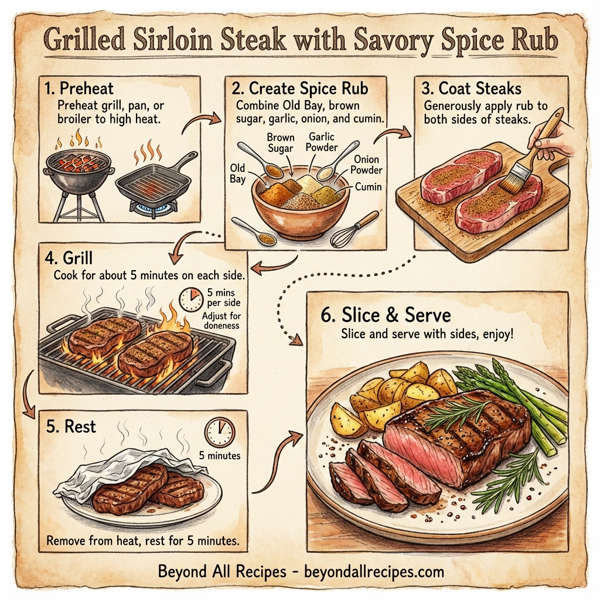 Grilled Sirloin Steak with Savory Spice Rub instructions