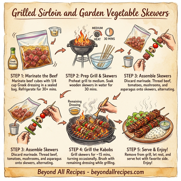 Grilled Sirloin and Garden Vegetable Skewers instructions