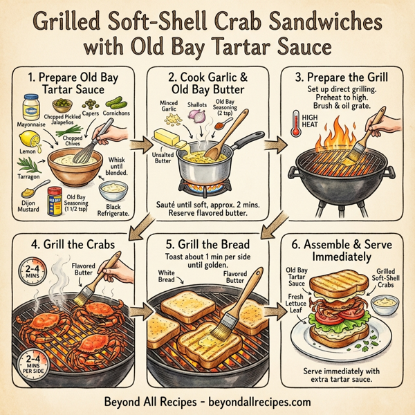 Grilled Soft-Shell Crab Sandwiches with Old Bay Tartar Sauce instructions