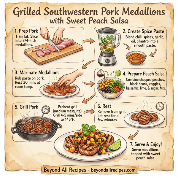 Grilled Southwestern Pork Medallions with Sweet Peach Salsa instructions
