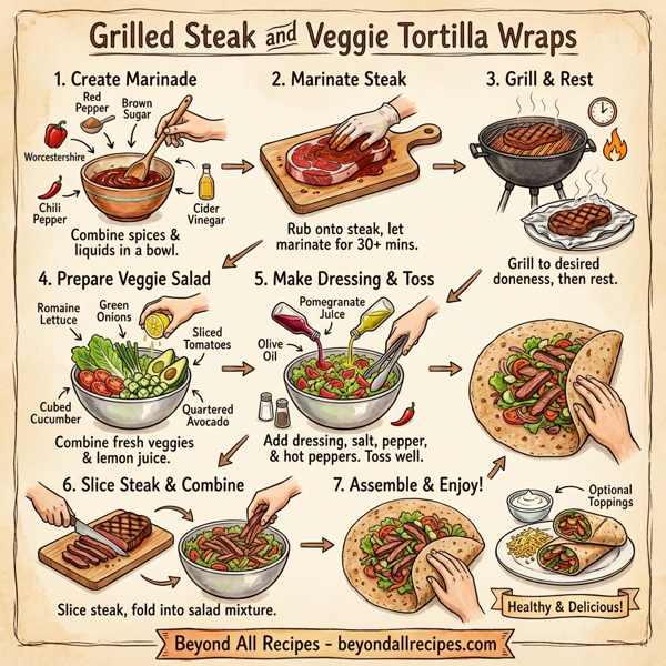 Grilled Steak and Veggie Tortilla Wraps instructions