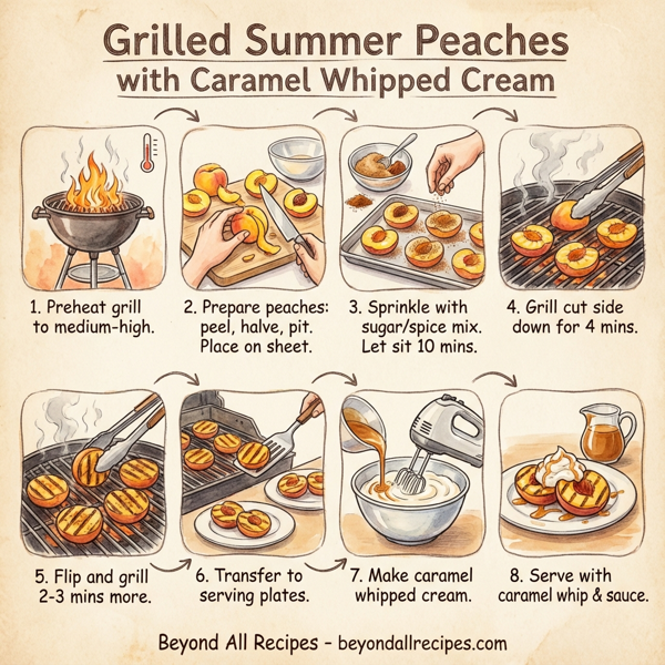 Grilled Summer Peaches with Caramel Whipped Cream instructions