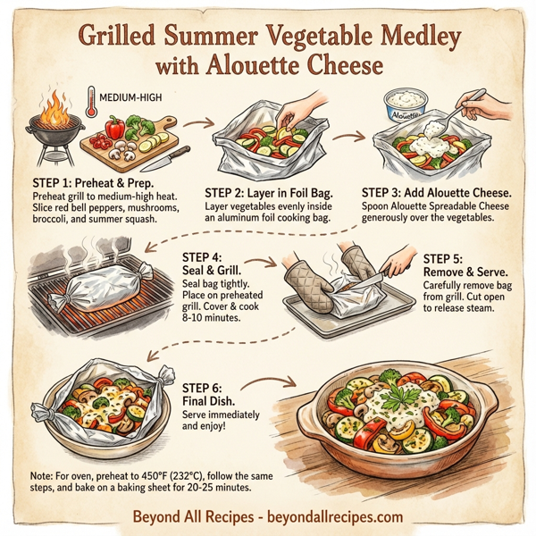 Grilled Summer Vegetable Medley with Alouette Cheese instructions