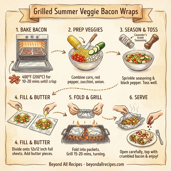 Grilled Summer Veggie Bacon Wraps instructions