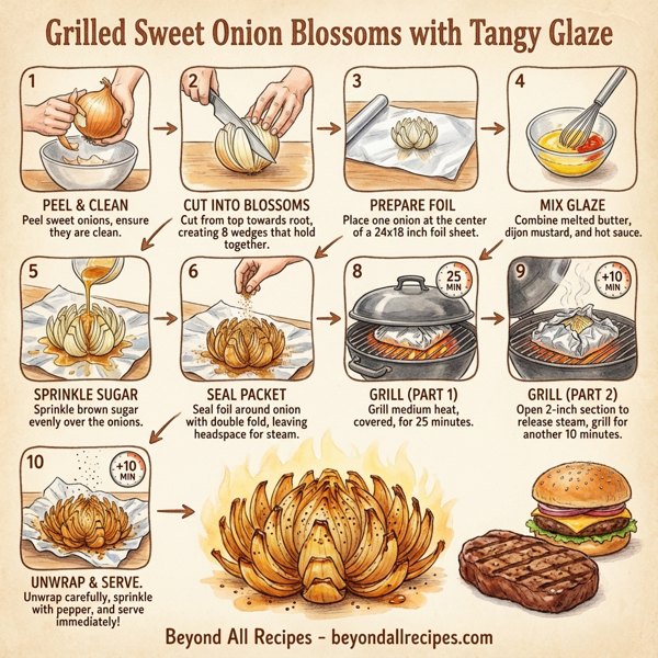 Grilled Sweet Onion Blossoms with Tangy Glaze instructions