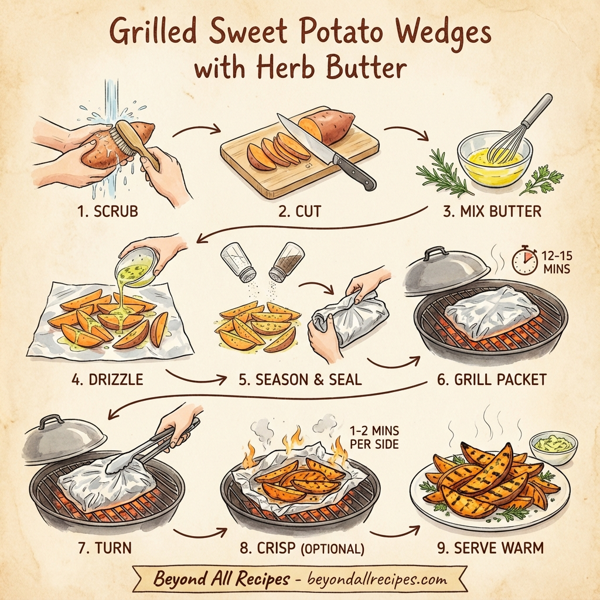 Grilled Sweet Potato Wedges with Herb Butter instructions
