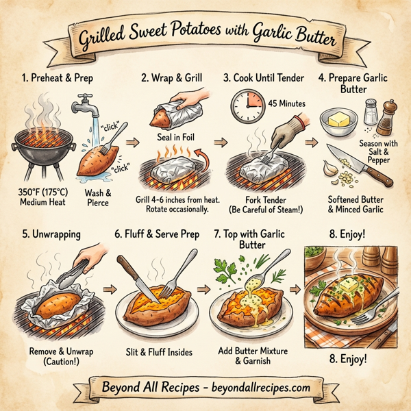 Grilled Sweet Potatoes with Garlic Butter instructions