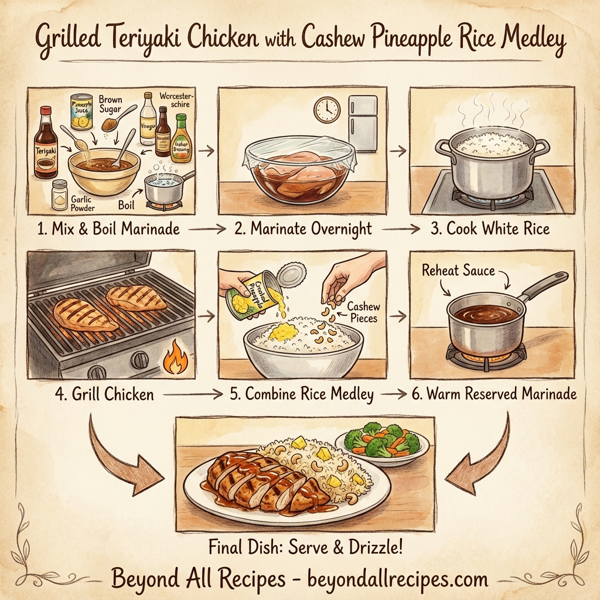Grilled Teriyaki Chicken with Cashew Pineapple Rice Medley instructions