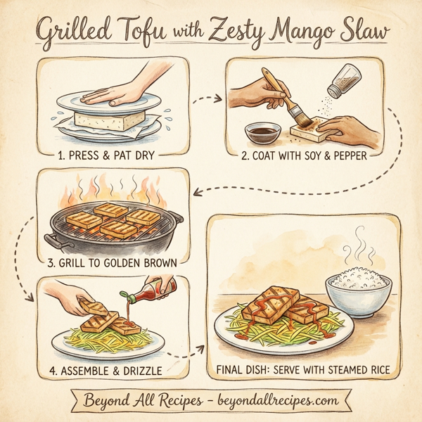 Grilled Tofu with Zesty Mango Slaw instructions