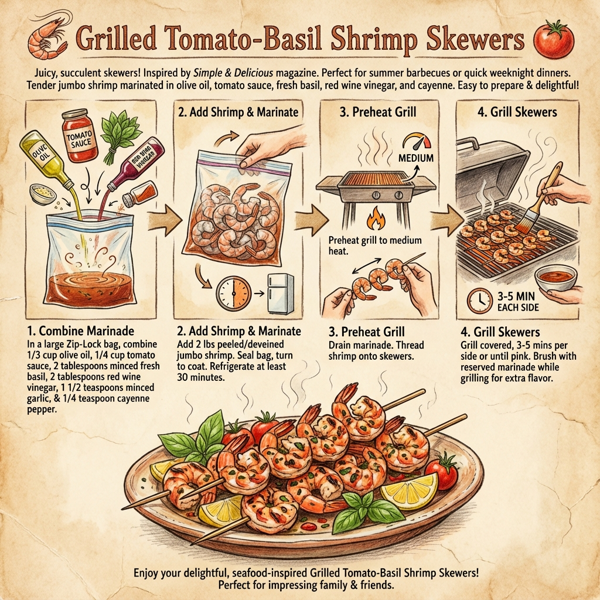 Grilled Tomato-Basil Shrimp Skewers instructions