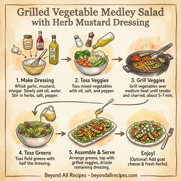 Grilled Vegetable Medley Salad with Herb Mustard Dressing instructions