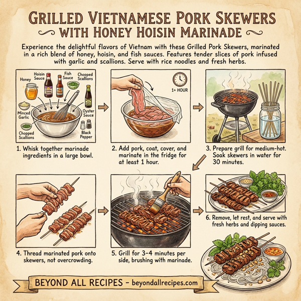 Grilled Vietnamese Pork Skewers with Honey Hoisin Marinade instructions