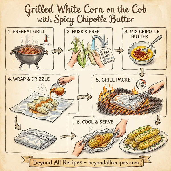 Grilled White Corn on the Cob with Spicy Chipotle Butter instructions