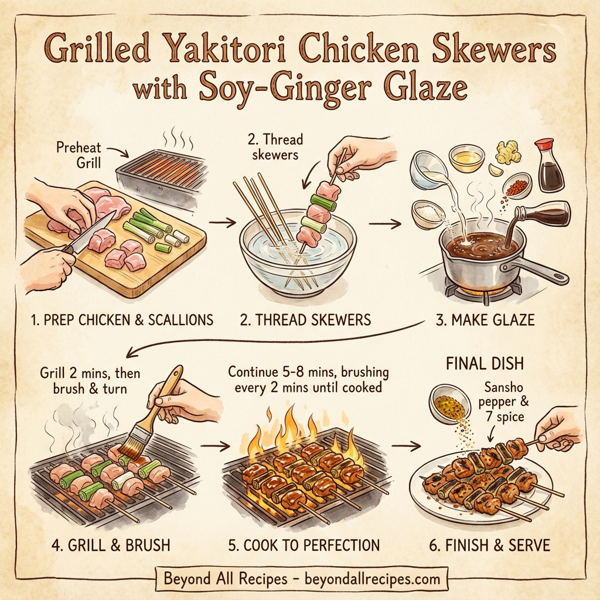 Grilled Yakitori Chicken Skewers with Soy-Ginger Glaze instructions
