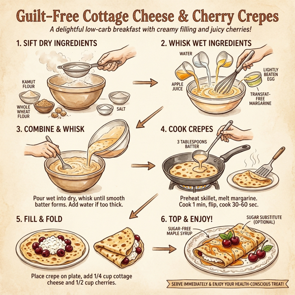 Guilt-Free Cottage Cheese and Cherry Crepes instructions